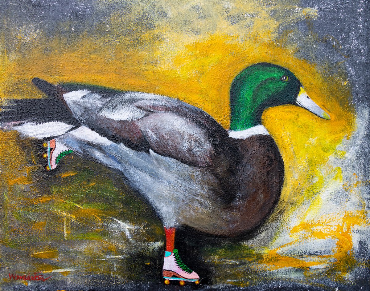 Roller - Bird, Original painting, Ready to hang by WanidaEm by WanidaEm