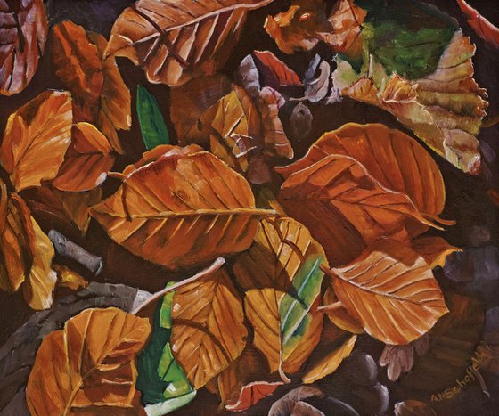 Autumnal colour (Fall color)  Colourful oil painting.