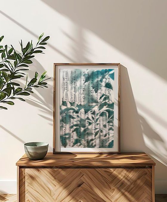 Vintage Sheet Music Nature Silhouette Art