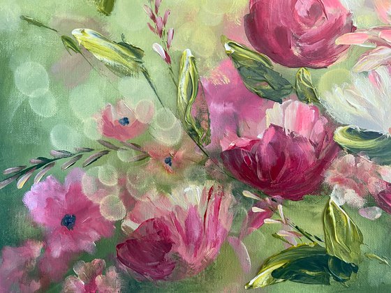 La vie en rose  ( large floral painting )