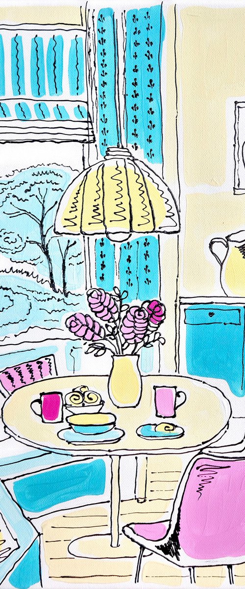 Kitchen with a yellow lamp by Yanina Tuyman