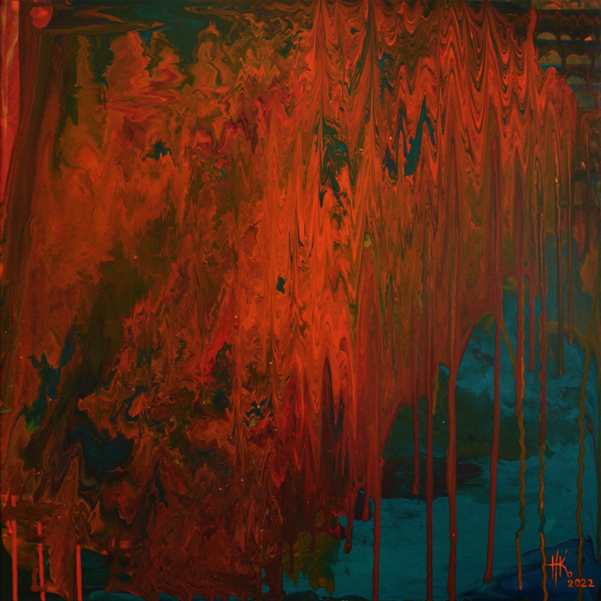 Abstract Acrylic Painting By Zhanna Kondratenko, 28 X 28", Wildfire, Original Artwork