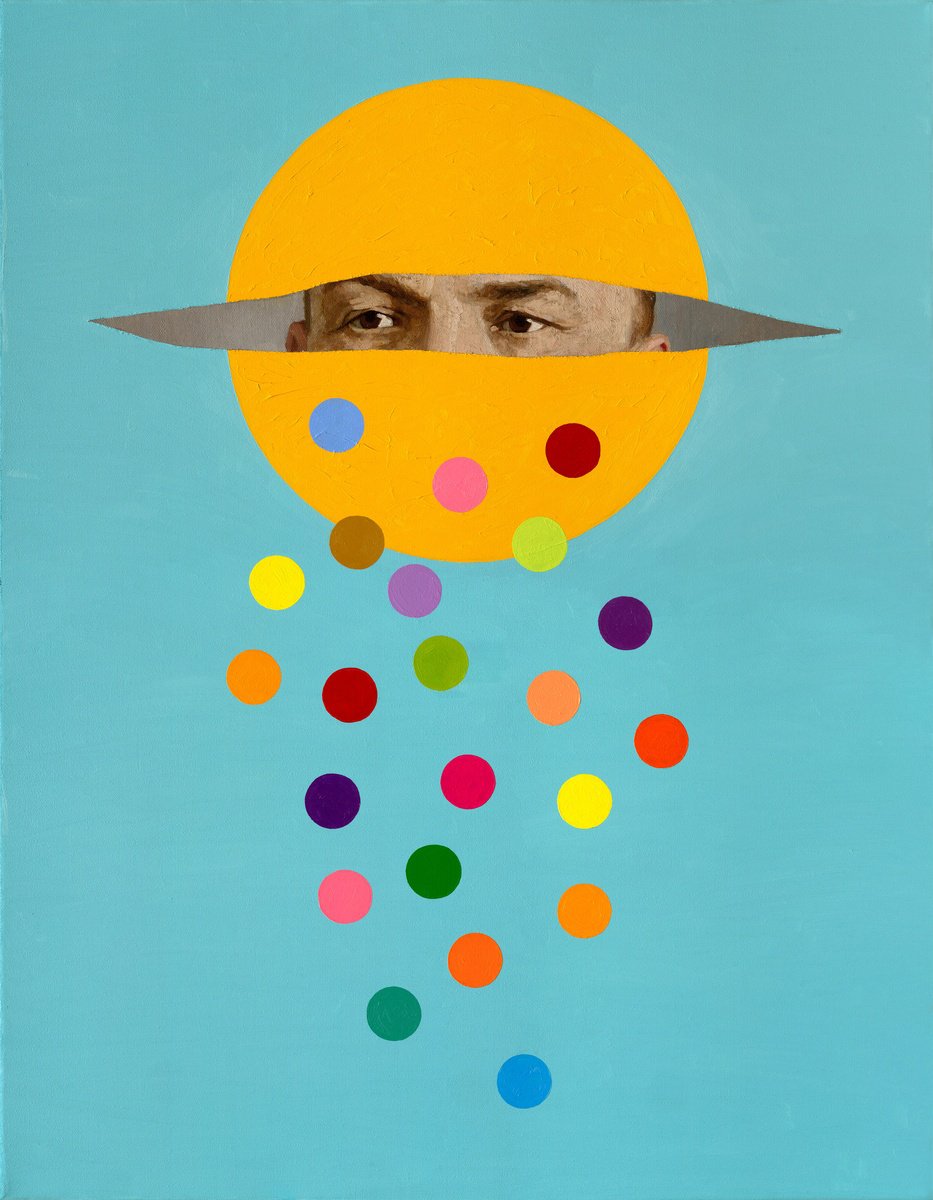 Urban And Pop Portrait Oil Painting By Oleksandr Balbyshev, 28 X 35", Recycled Lenin #9, Original Artwork