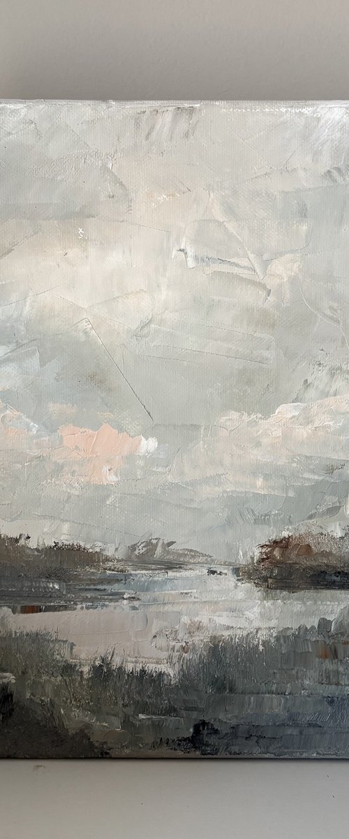 Impressionist lake river sunset by Daniela Nocito