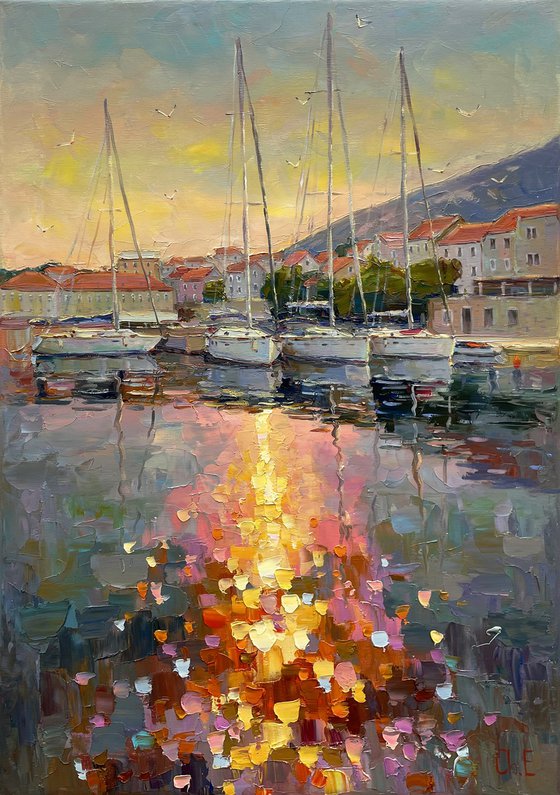 "Yachts at the pier"