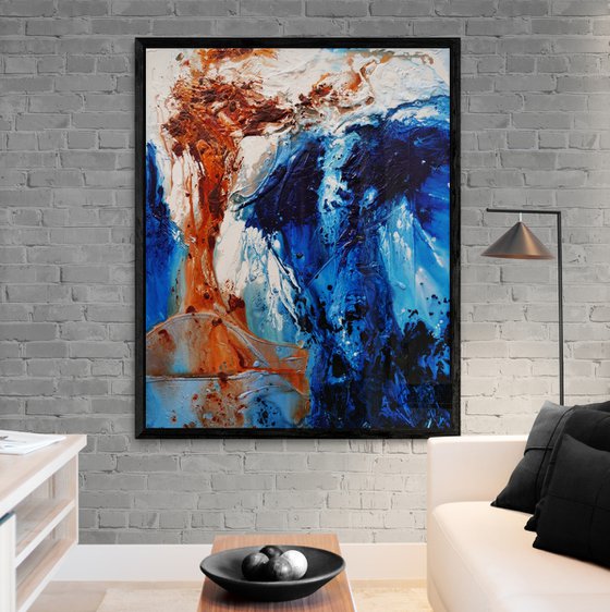 Oxide Landscape 120cm x 150cm Blue Oxide Textured Abstract Art