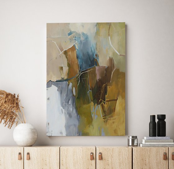 "Melody 2" Brown teal gray abstract art