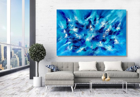 Avalon - XL LARGE,  ABSTRACT ART – EXPRESSIONS OF ENERGY AND LIGHT. READY TO HANG!