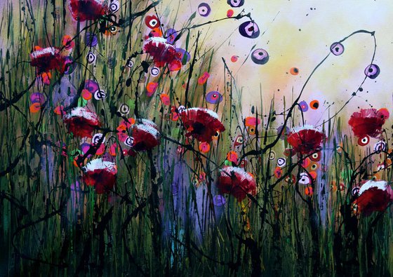 Finding Peace #2- Extra Large -Original abstract floral painting