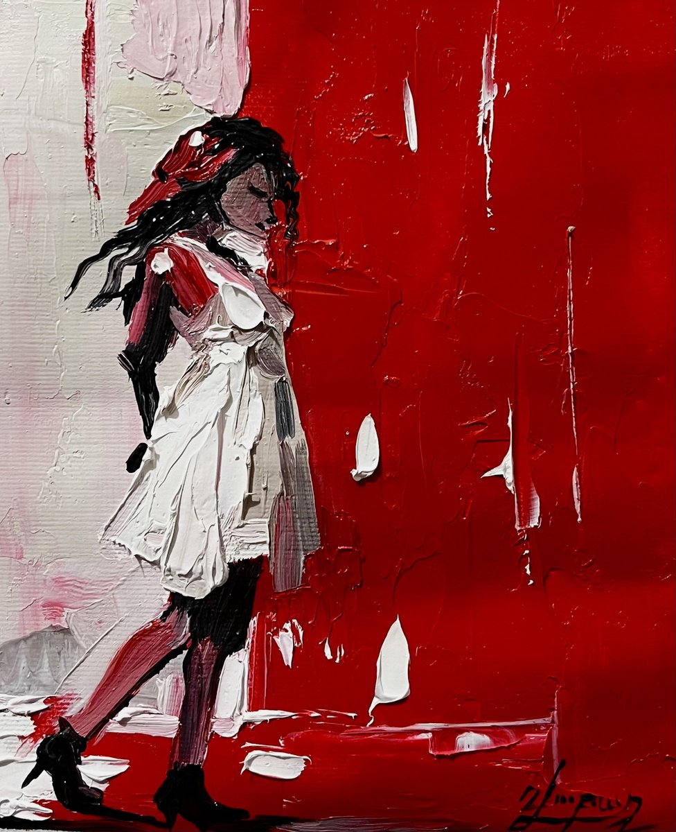 Impressionistic Landscape Oil Painting By Vahe Bagumyan, 6 X 7", Crimson Silence, Original Artwork