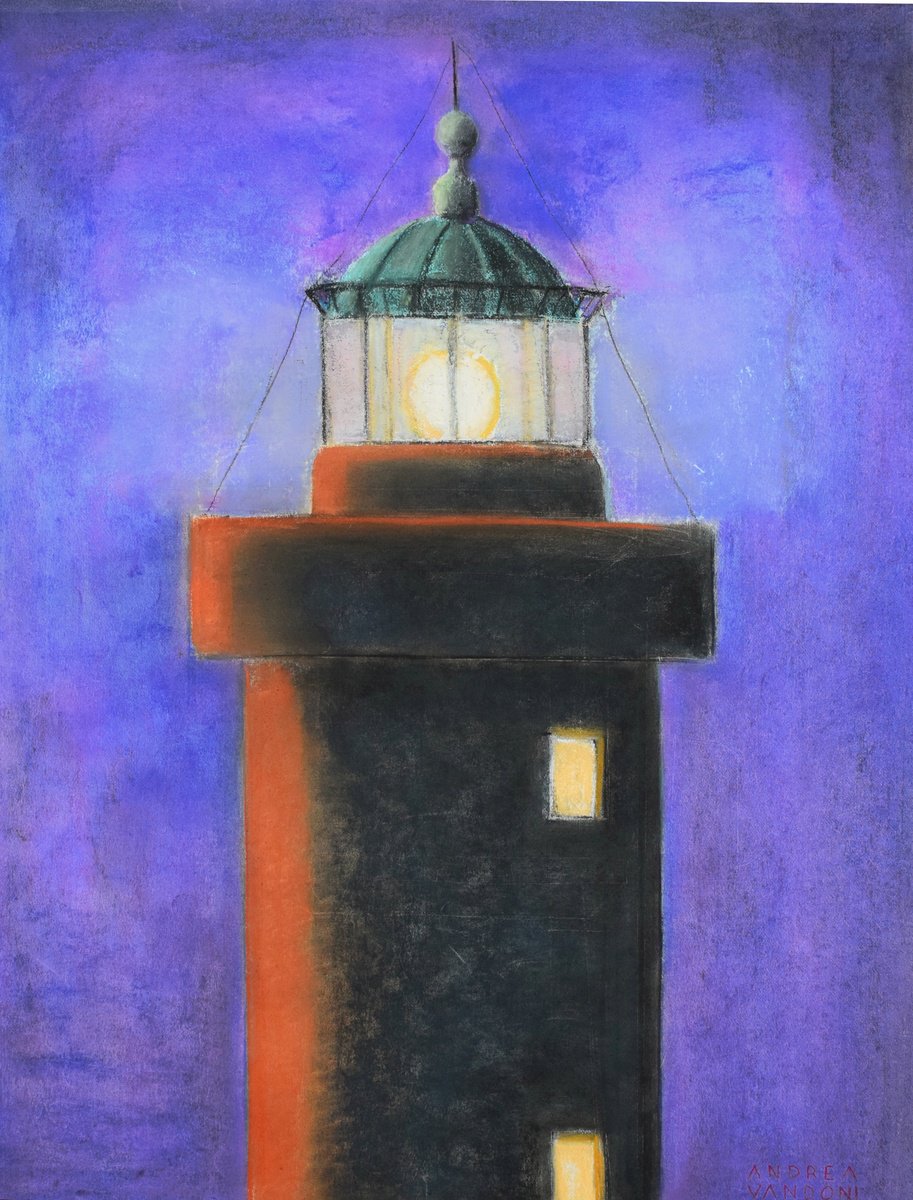 Impressionistic Landscape Pastel Drawing By Andrea Vandoni, 21 X 27, The Guide, Original Artwork