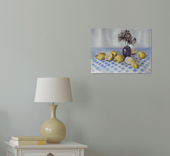 Blue and yellow still life