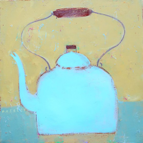 Blue Pot: acrylic painting on linen canvas