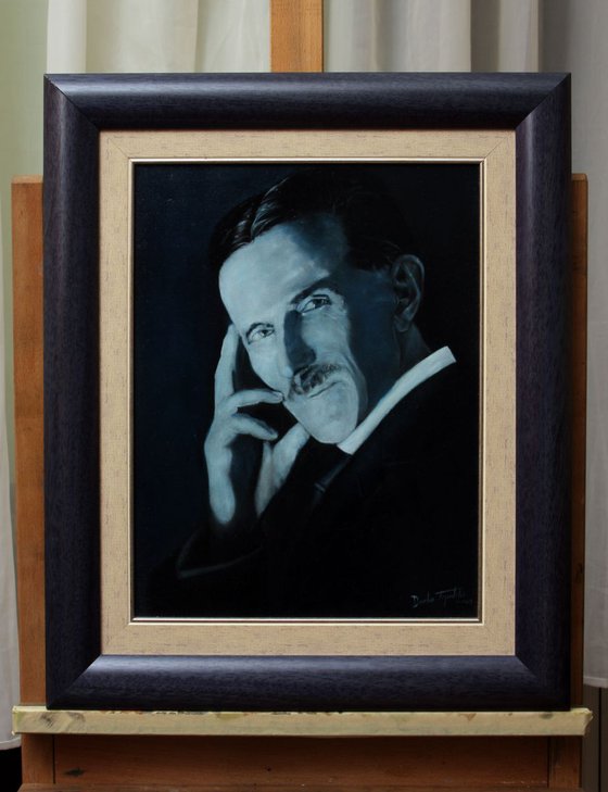 Nikola Tesla - Blue Portrait