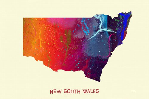 State Map - New South Wales, Australia by Marlene Watson