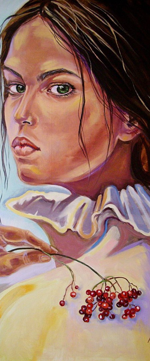 " THE LOOK ...  " - LARGE FORMAT 100X 70CM original oil painting on canvas, gift, by Monika Luniak