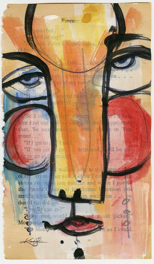 Funky Face 2020-15 - Mixed Media Painting by Kathy Morton Stanion by Kathy Morton Stanion