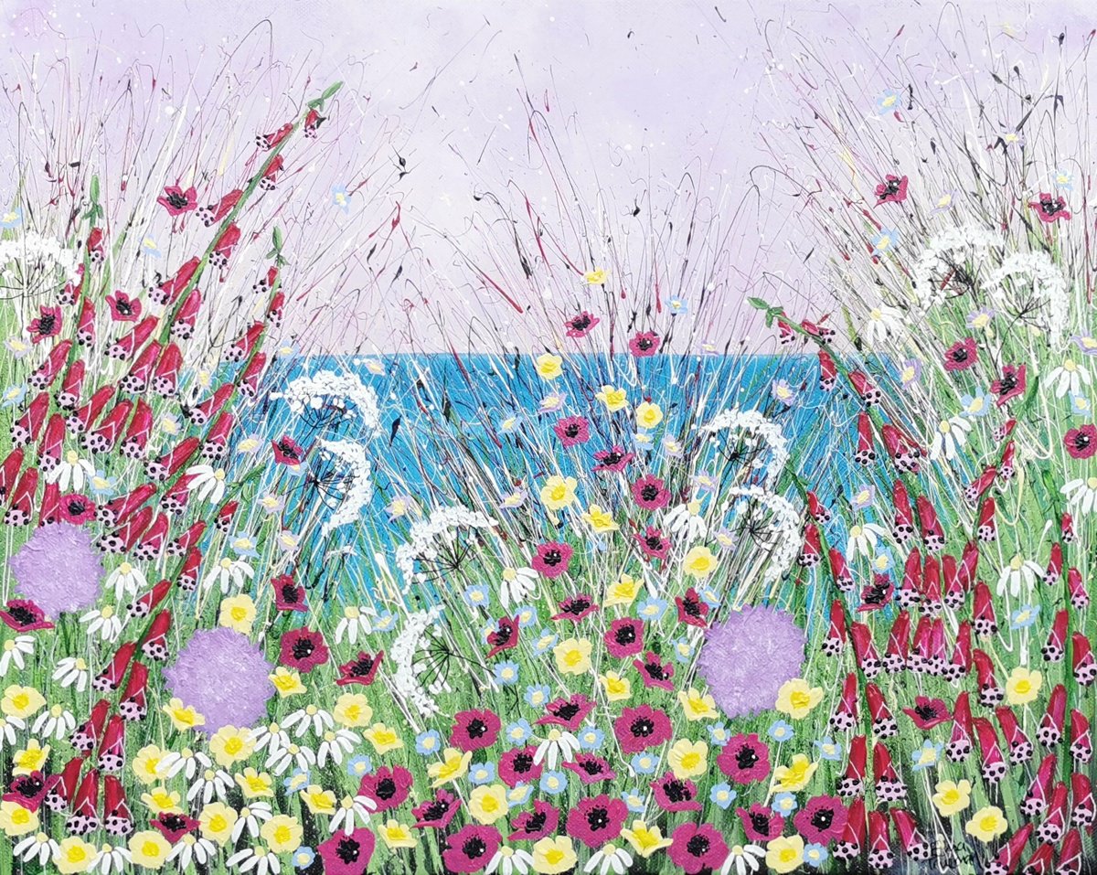 Abstract Landscape Acrylic Painting By Elisa Trueman, 20 X 16, Summer Serenity, Original Artwork