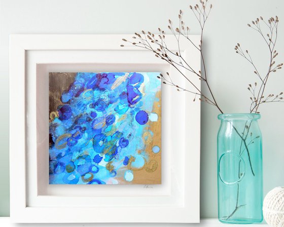 Framed original abstract - Forever blue (ready to hang)