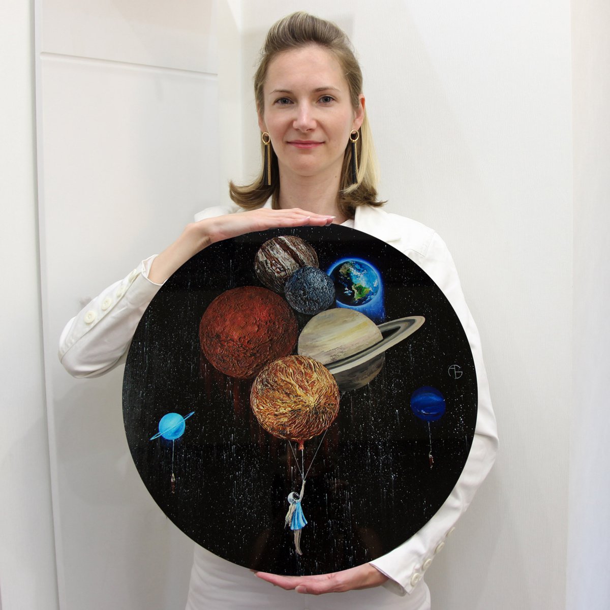 I will never stop flying PLEXIGLASS art object planet planets solar sistem round circle s... by Anna Bo