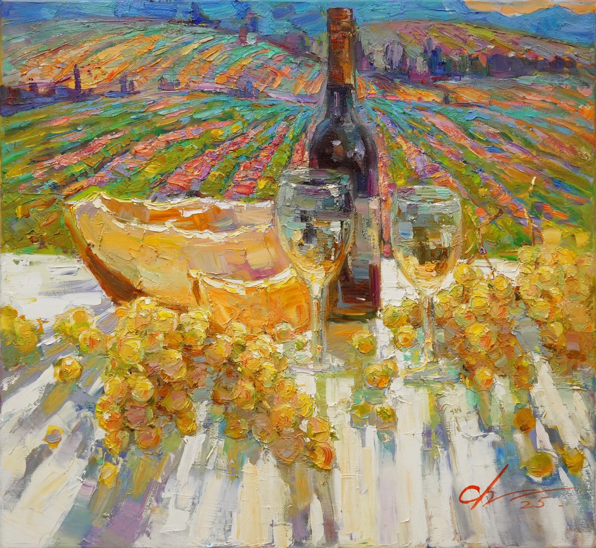 Impressionistic Landscape Oil Painting By Serhii Cherniakovskyi, 28 X 26", The Magic Of Tuscany, Original Artwork