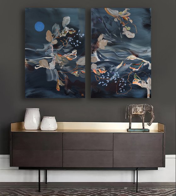 Dreaming in Cerulean Diptych