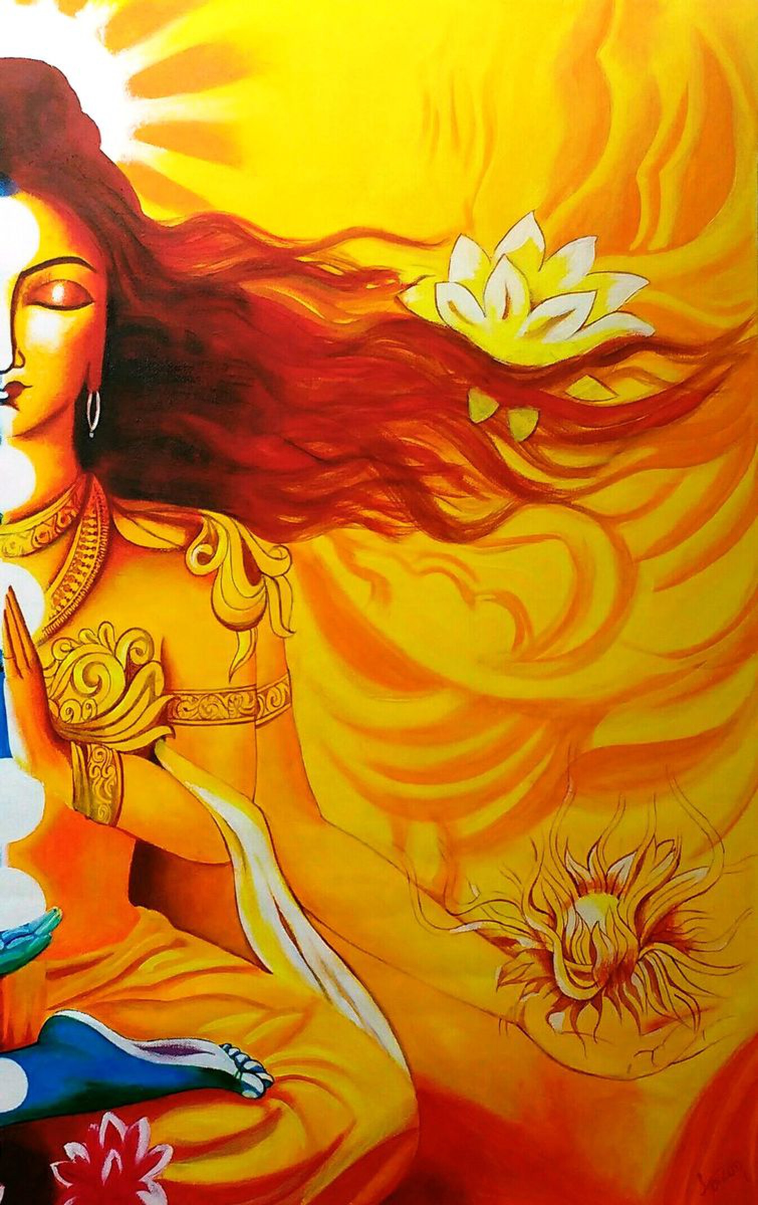 Ardhanarishwar Acrylic Painting By Sonam Mishra Artfinder Pencil drawing on mother s day mother s day drawing. ardhanarishwar