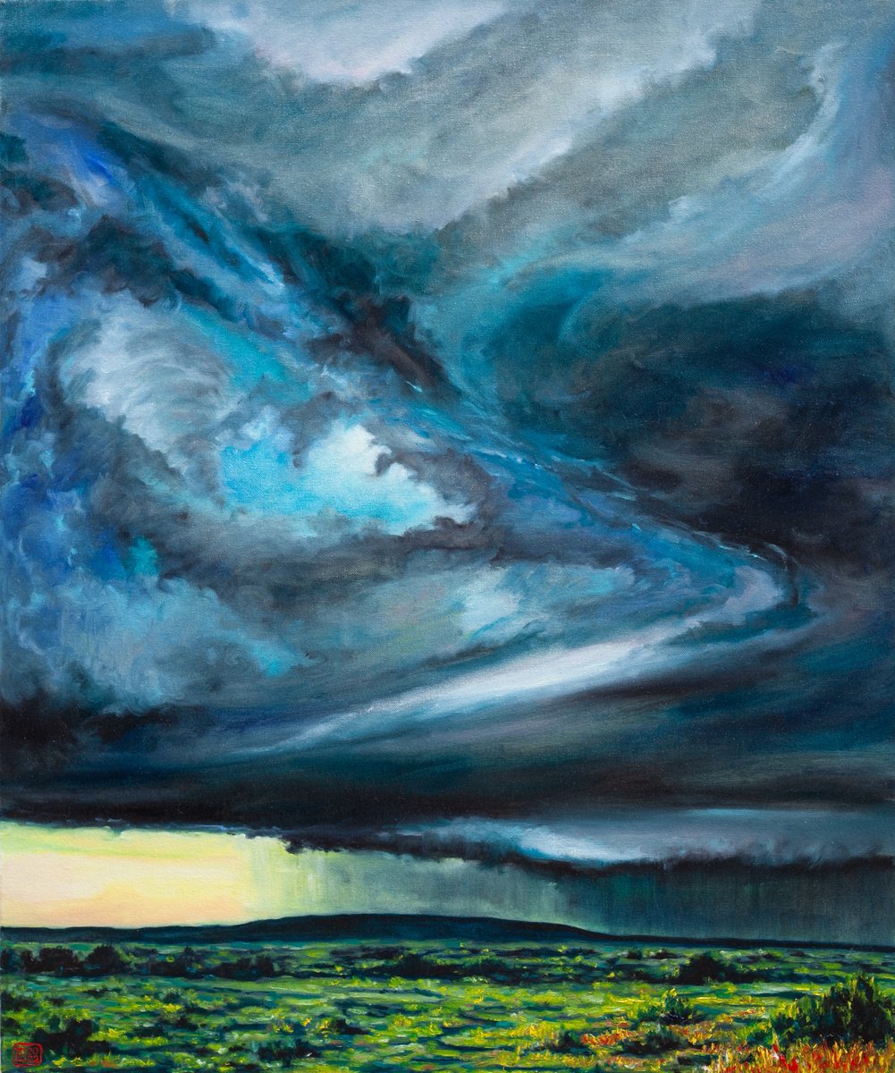 Expressive Oil Painting , Rain In The Desert By Liudmila Pisliakova, 30 X 35, Artwork For Sale On Artfinder