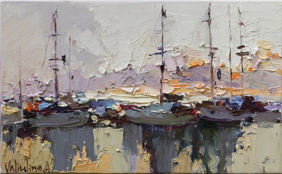 Sailing yachts  Original seascape painting