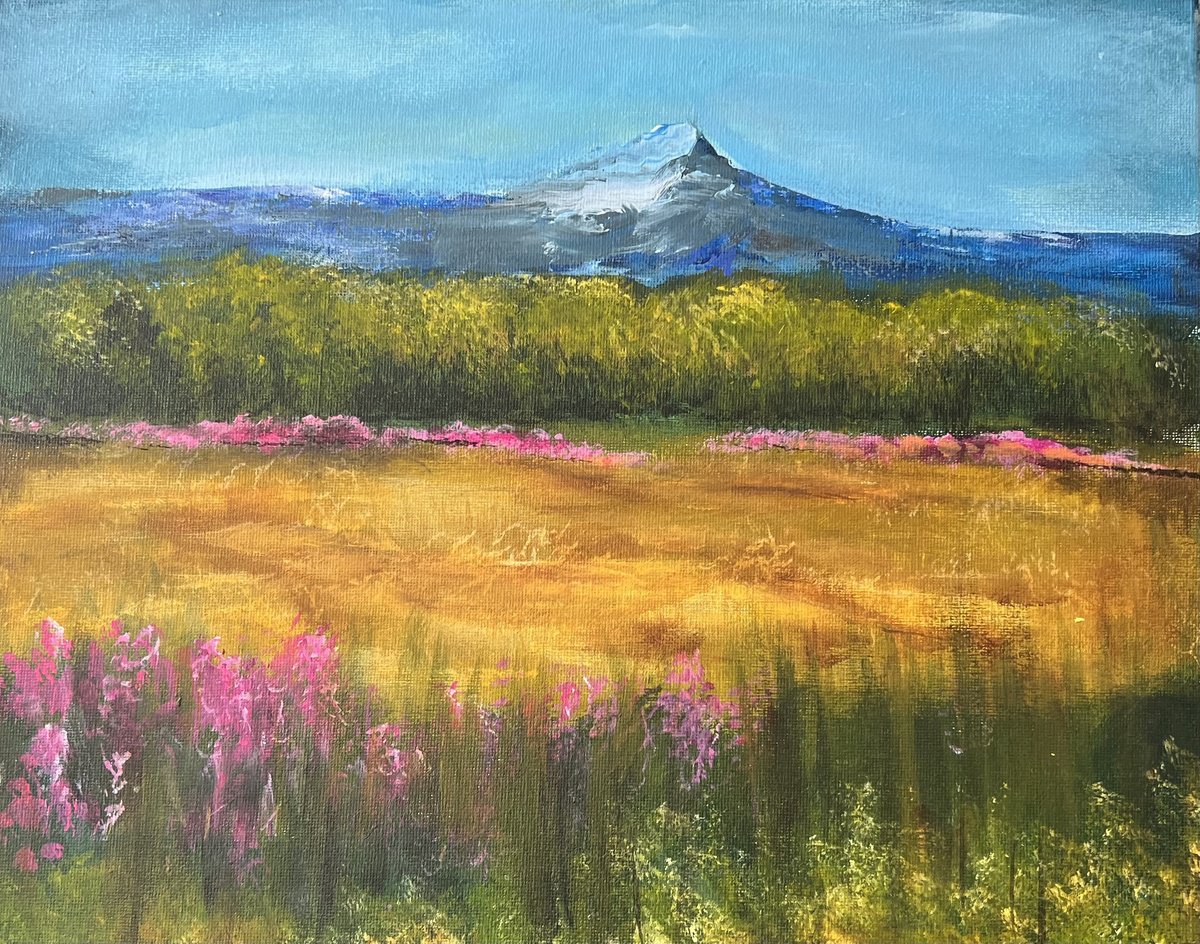 Impressionistic Landscape Acrylic Painting By Carolyn Shoemaker (Soma), 14 X 11, Over To The Mountain, Original Artwork