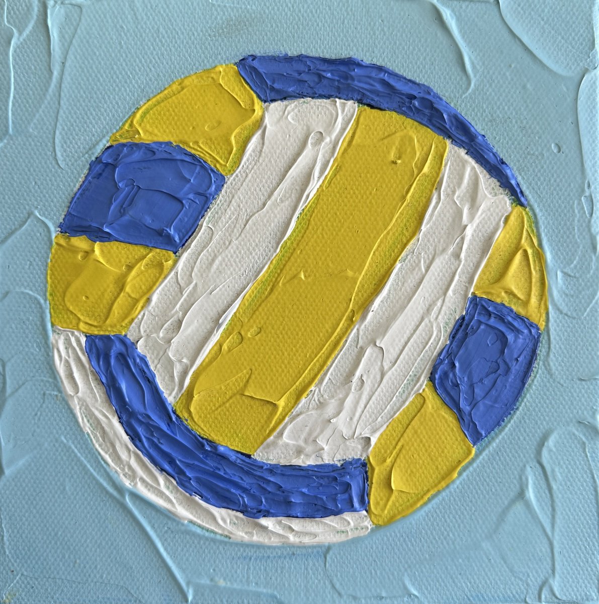 Impressionistic Still Life Acrylic Painting By Guzaliya Xavier, 6 X 6, Voleyball, Original Artwork