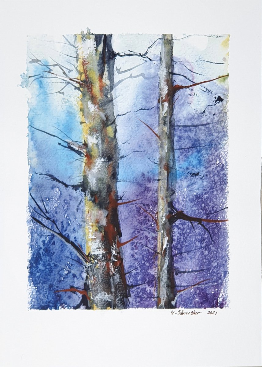 14/20 ORIGINAL WATERCOLOR painting. Trees series by Yulia Schuster