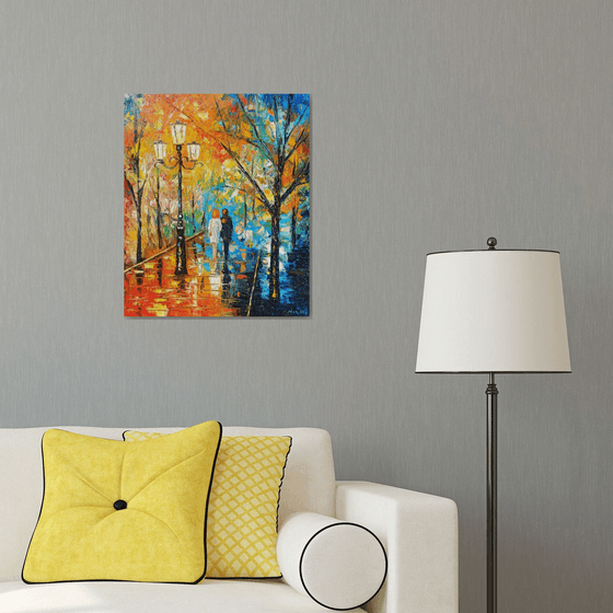 Autumn walking (60x50cm, oil painting, ready to hang)