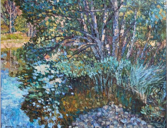 In the shade of  the tree