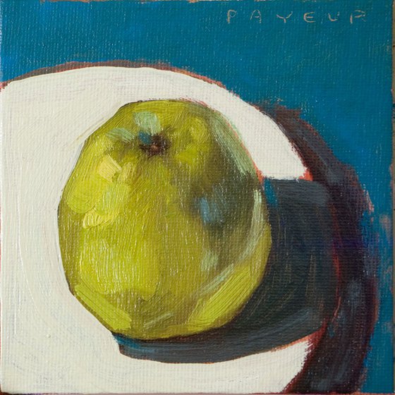 modern still life of green apple