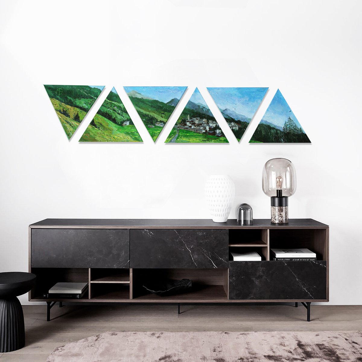 MOUNTAINS / Bosco Gurin / Switzerland / green / triangle / by Anna Bo