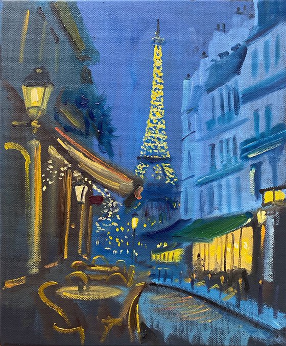 Parisian street at night