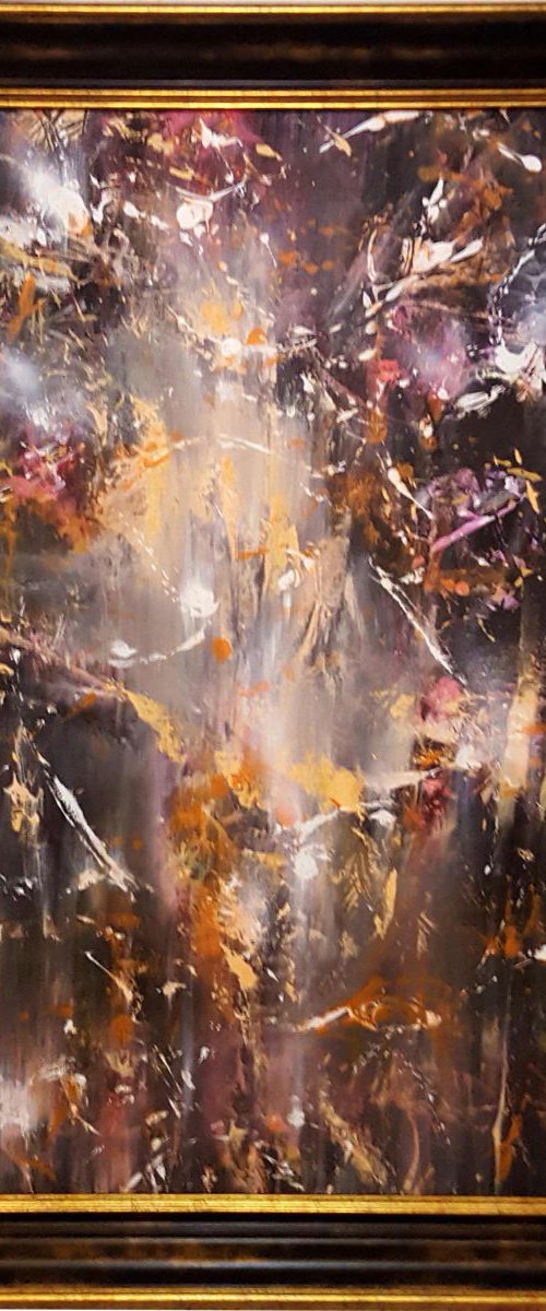 LARGE FRAMED MASTERPIECE BY OVIDIU KLOSKA COSMIC LIGHT STILL LIFE INCANDECENT DARK ART by Kloska Ovidiu
