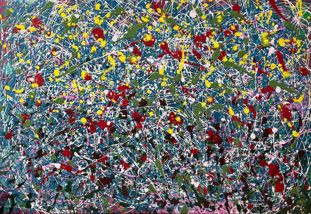 Abstract Acrylic Painting By Km Arts, 59 X 39", While The Moment Lasts, Original Artwork