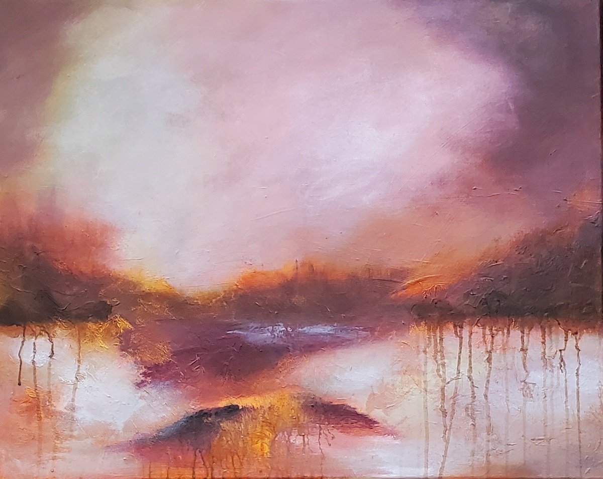 Impressionistic Landscape Acrylic Painting By Niyati Jiwani, 30 X 24", Blush, Original Artwork