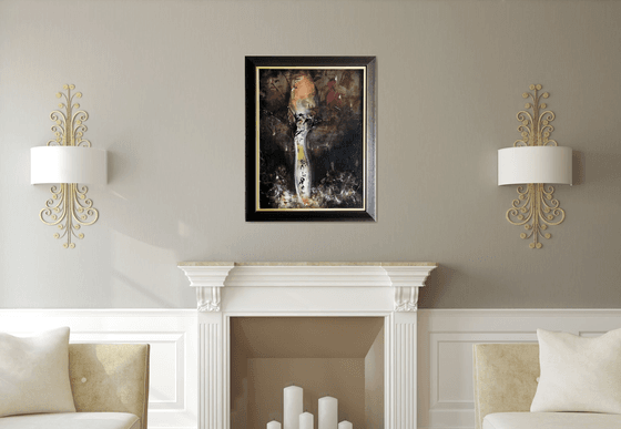 Framed dark ghostlly gothic abstract painting still life by O KLOSKA