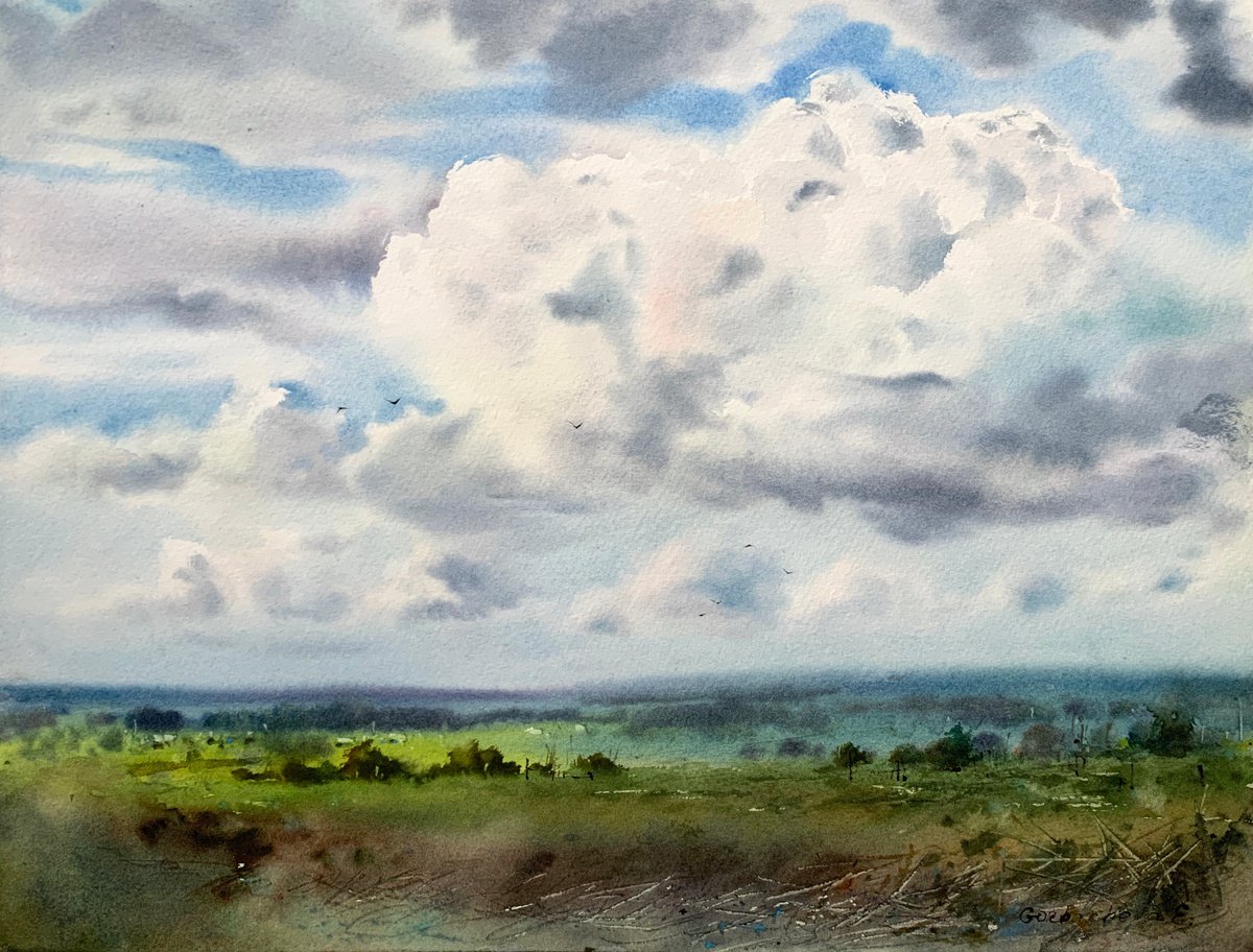 Field and clouds #3 by Eugenia Gorbacheva