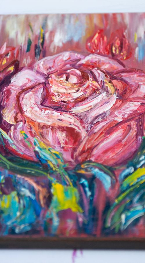 Original Abstract Rose (Palette Knife 11"x14"x0.75") by OLena Art by Lena Owens at OLena Art