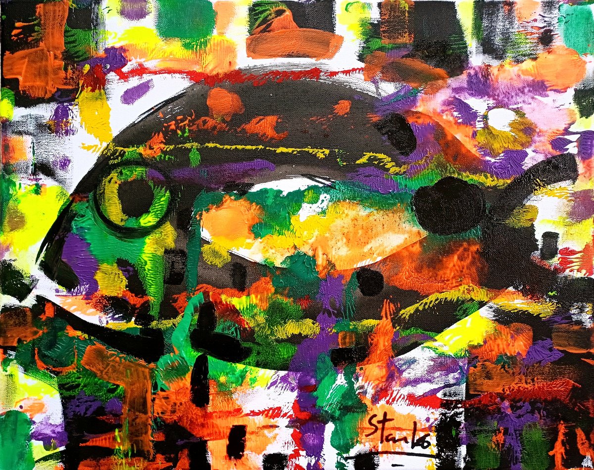 Abstract Acrylic Painting By Stanislav Bojankov, 20 X 16", Composition-Iv, Original Artwork