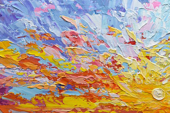 Sunset - Colorful Palette knife Painting on Canvas