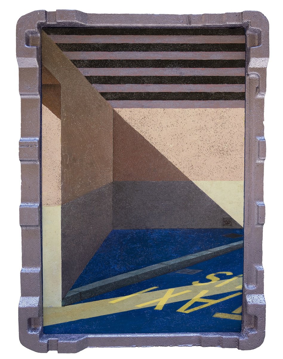 Urban And Pop Cityscapes Painting By Lucia Dibi, 18 X 25", Q30 Taxi, Original Artwork