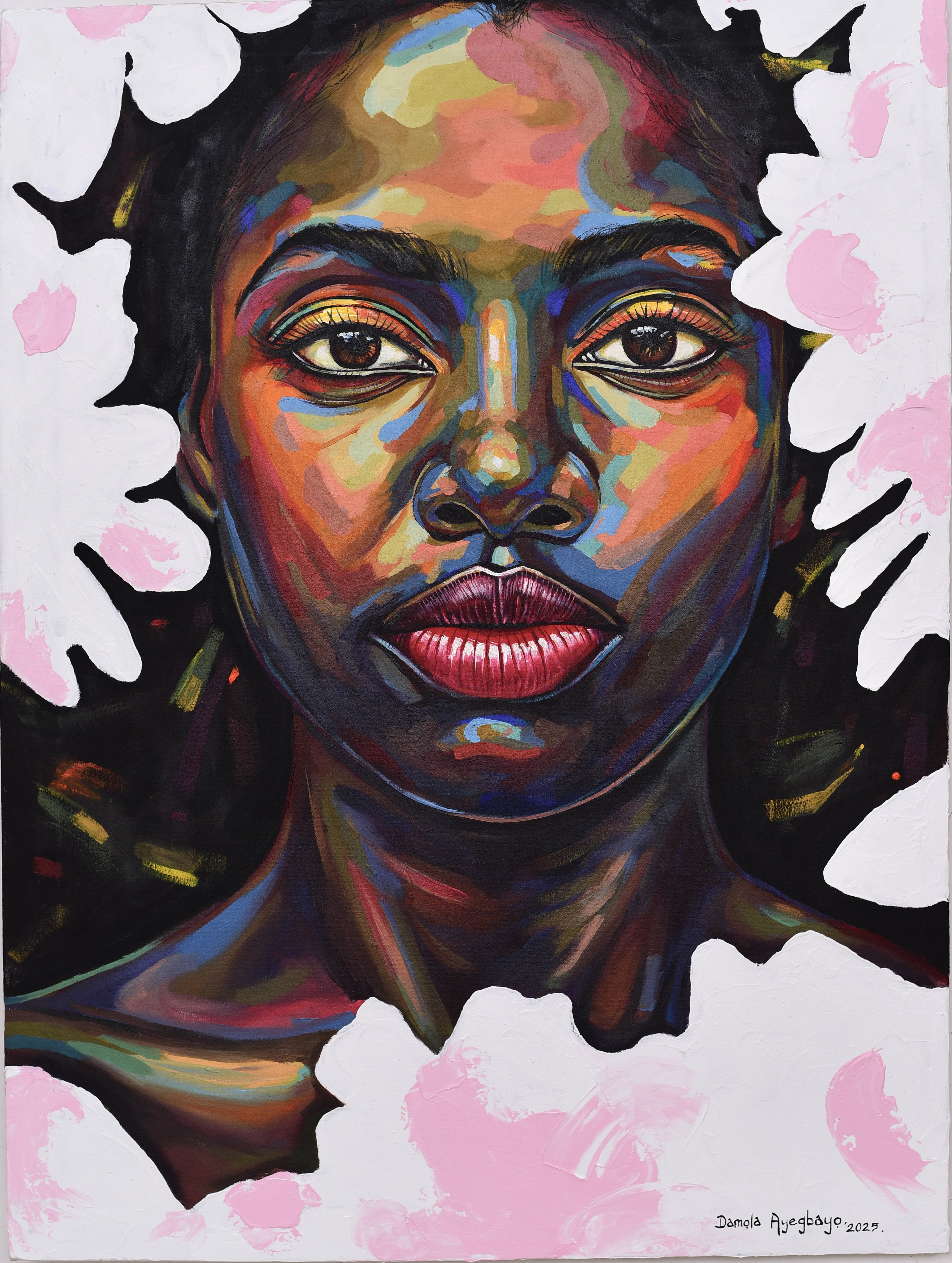 Expressive Portrait Acrylic Painting By Damola Ayegbayo, 30 X 40, Isolation 6, Original Artwork