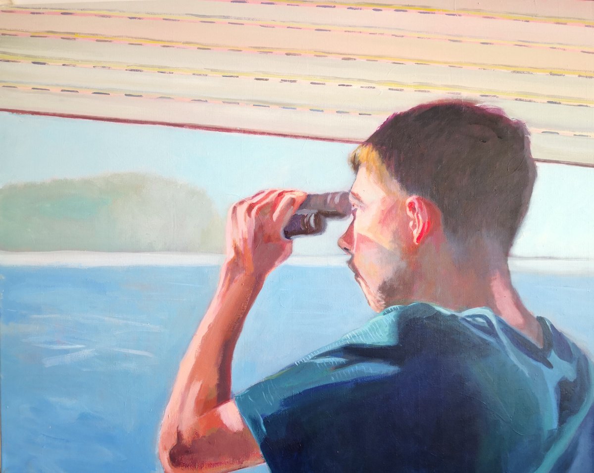 Expressive Portrait Acrylic Painting By Anyck Alvarez Kerloch, 39 X 31, What Is There?, Original Artwork