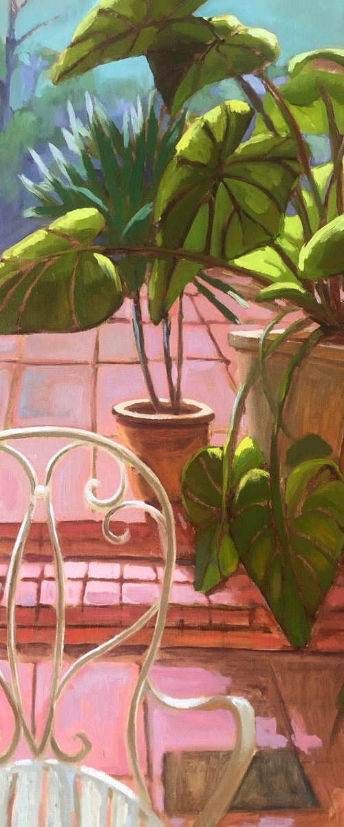 Palm leaves, pink floor by Anna Bogushevskaya