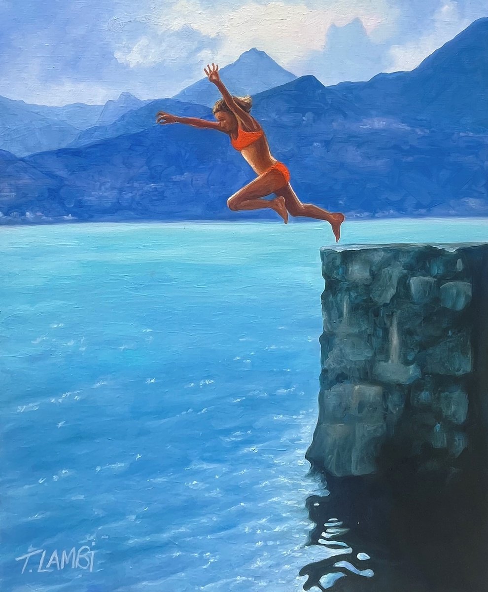 Photorealistic Landscape Oil Painting By Trisha Lambi, 20 X 24", Flying Free, Original Artwork